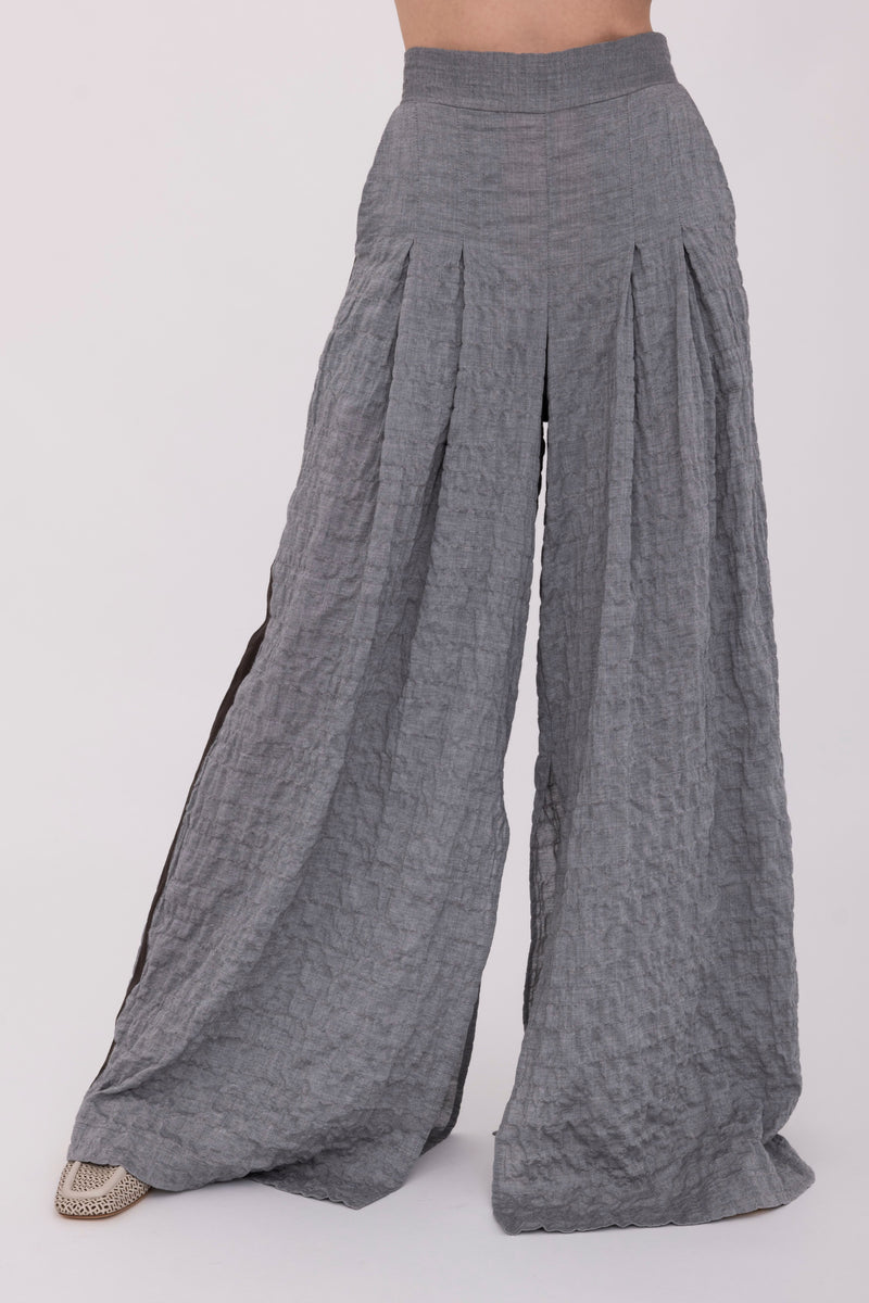 Textured Cotton Wide Leg Pants - BRAXTON Pant GENERAL ORIENT Stone P