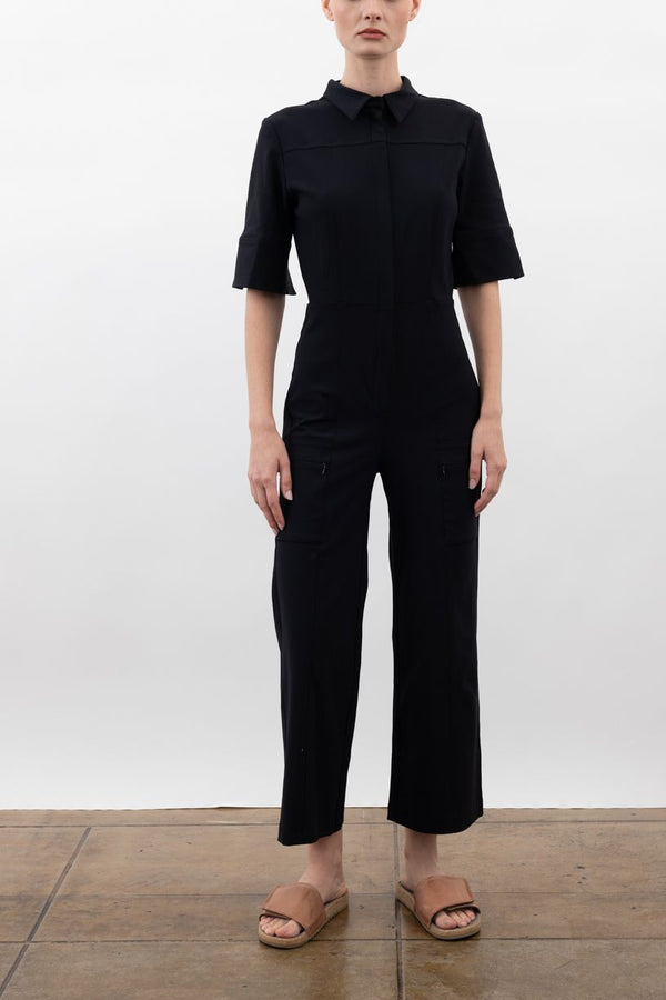 Tech Stretch Cropped Utility Jumpsuits - VANCOUVER Jumpsuit STYLEM Black P 