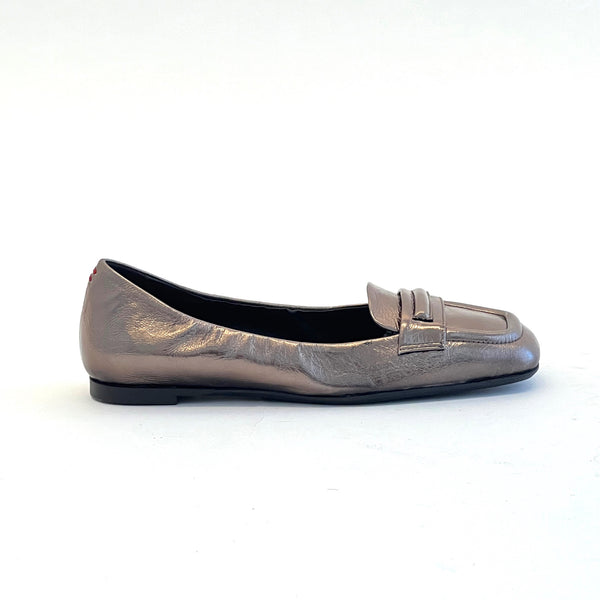 Square Toe Flat Loafer Shoes Halmanera Bronze 37 