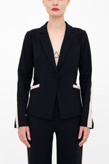 Tech Stretch Short Notched Collar Blazer with Contrast Stripe - BEXLEY Jacket GENERAL ORIENT