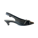 Pointy Toe Sling Back Pumps with eyelets trim - FEDE15 Shoes Halmanera Black 37