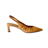 Pointed Toe Sling Back Heel Pumps - VALE46 Shoes Halmanera Caramel 37