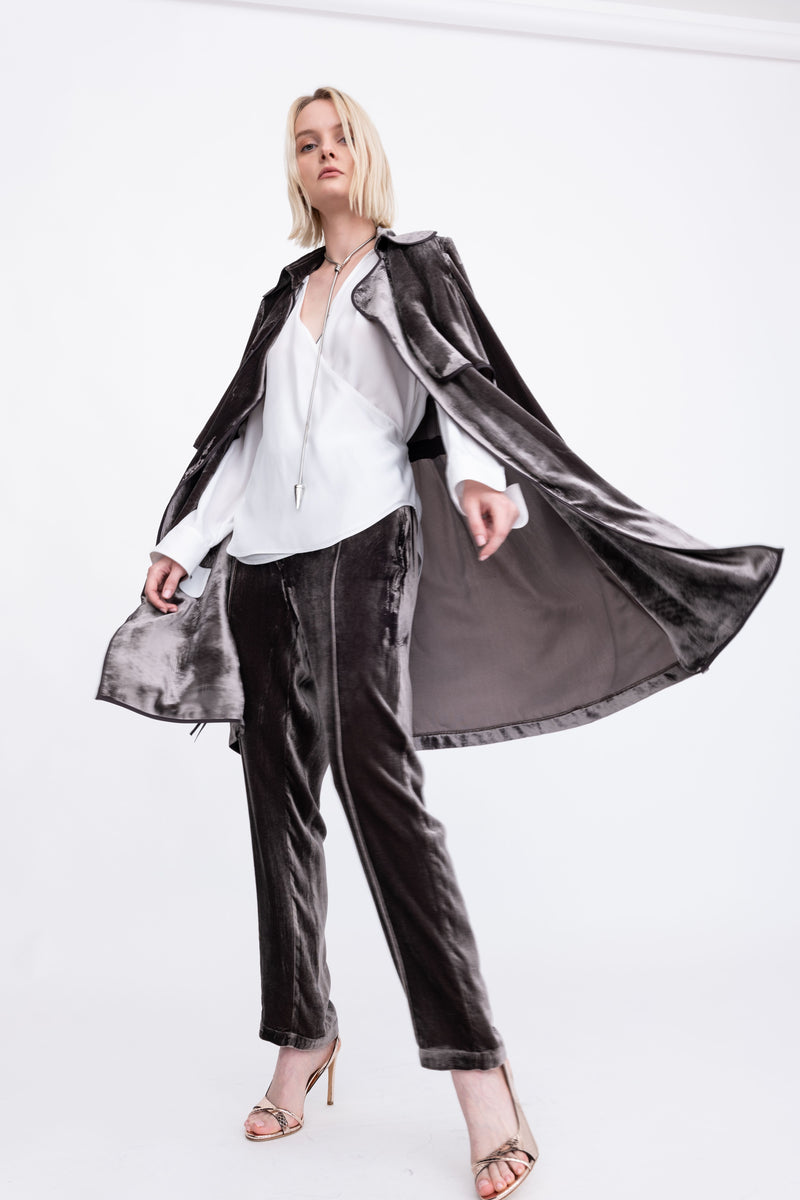 Silk Velvet Trench Coat - ANTONY H24 Coat GENERAL ORIENT   