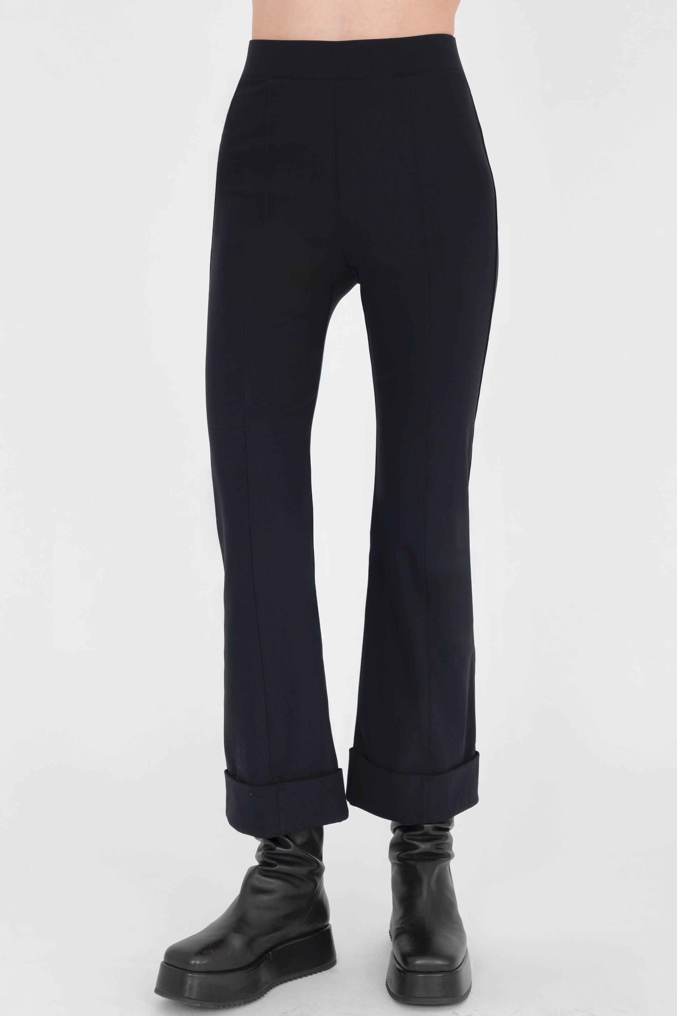Black Tech Stretch Cropped Cuffed Pant 