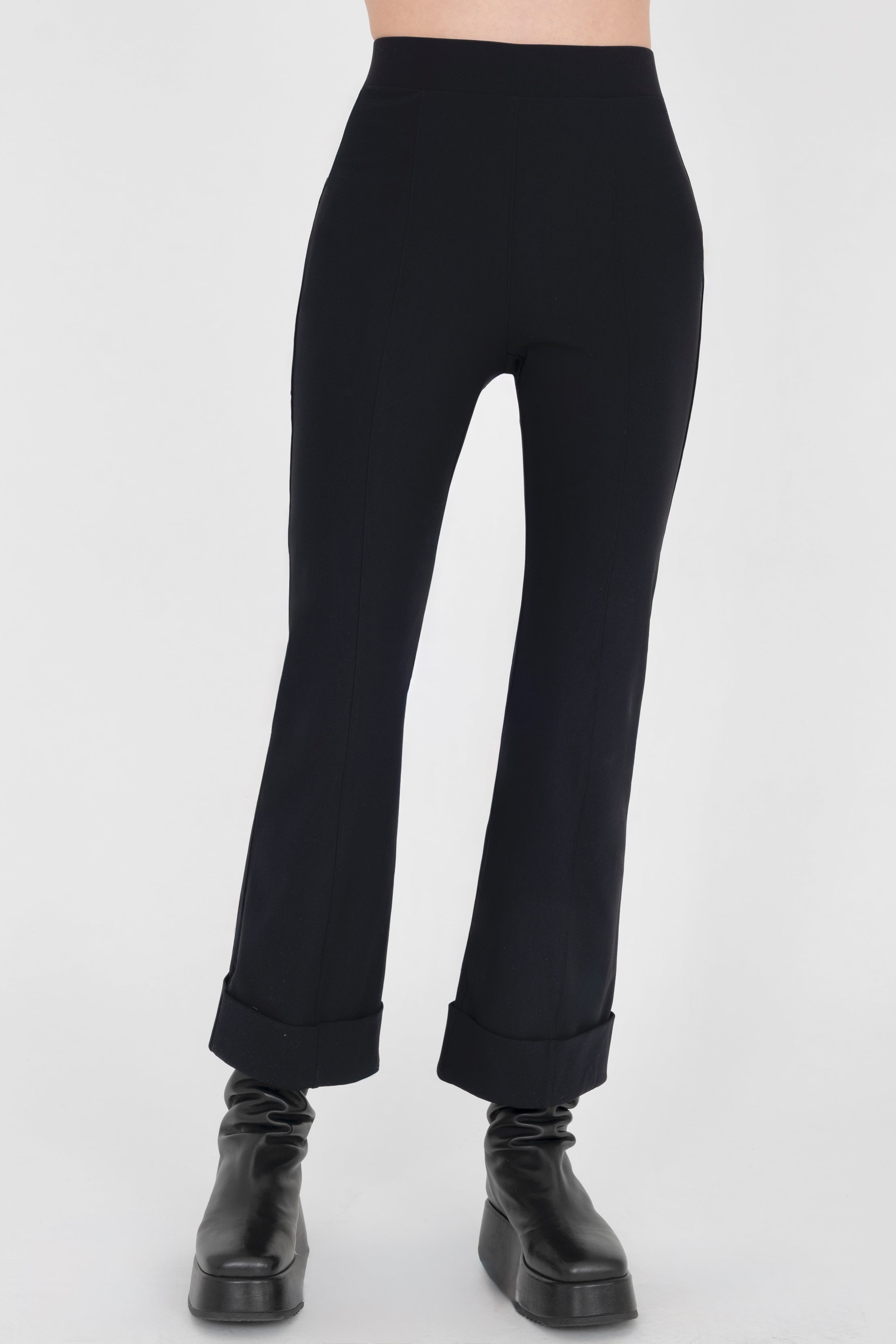 Black Tech Stretch Cropped Cuffed Pant 