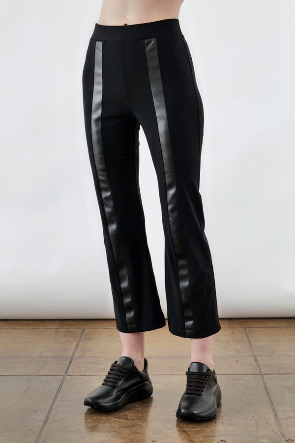 Tech Stretch Cropped Flare Pant with Vegan Leather Stripe - ANITA FA24 Pant STYLEM   