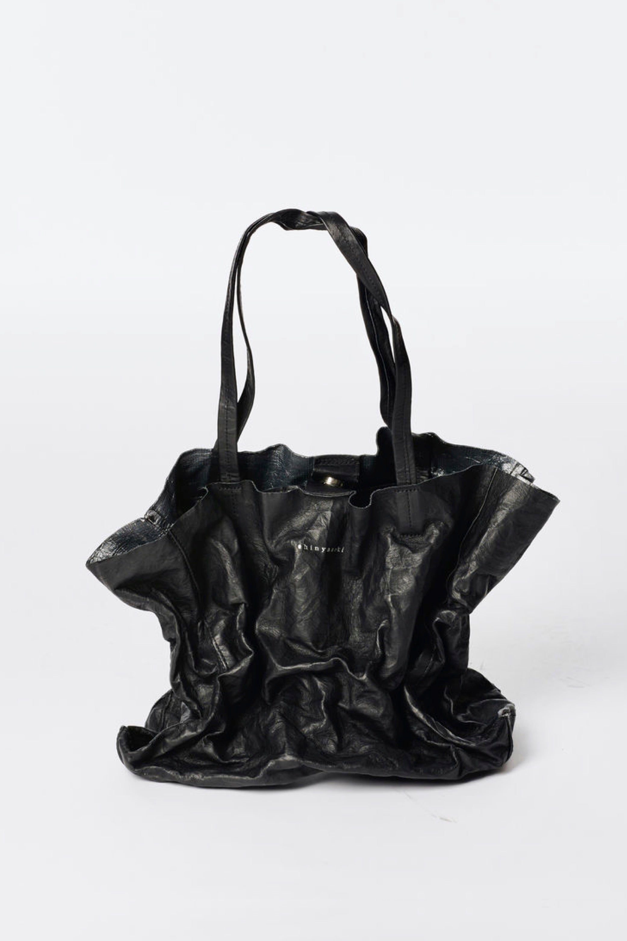 Crinkle Leather Tote Bag