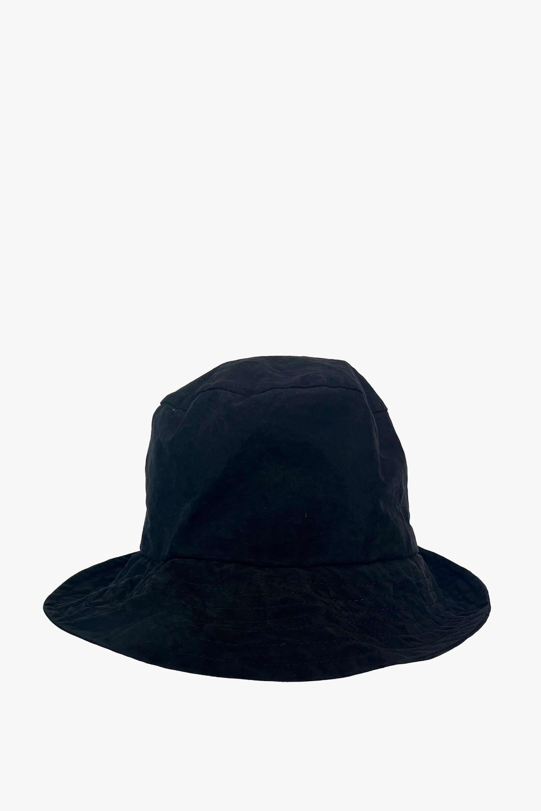Black bucket hat on a white background