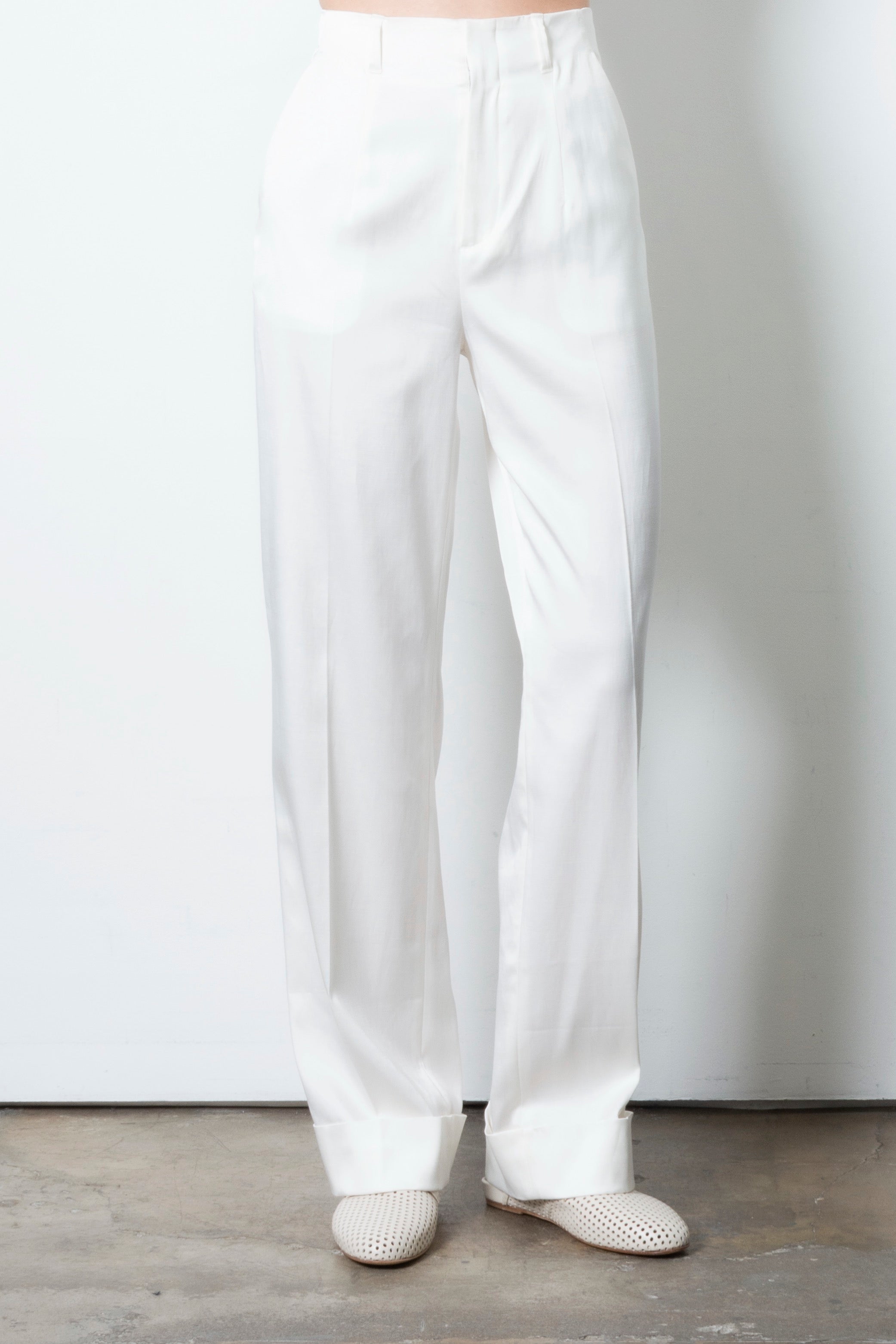 Cupro Cuffed Wide Pants - THIERRY