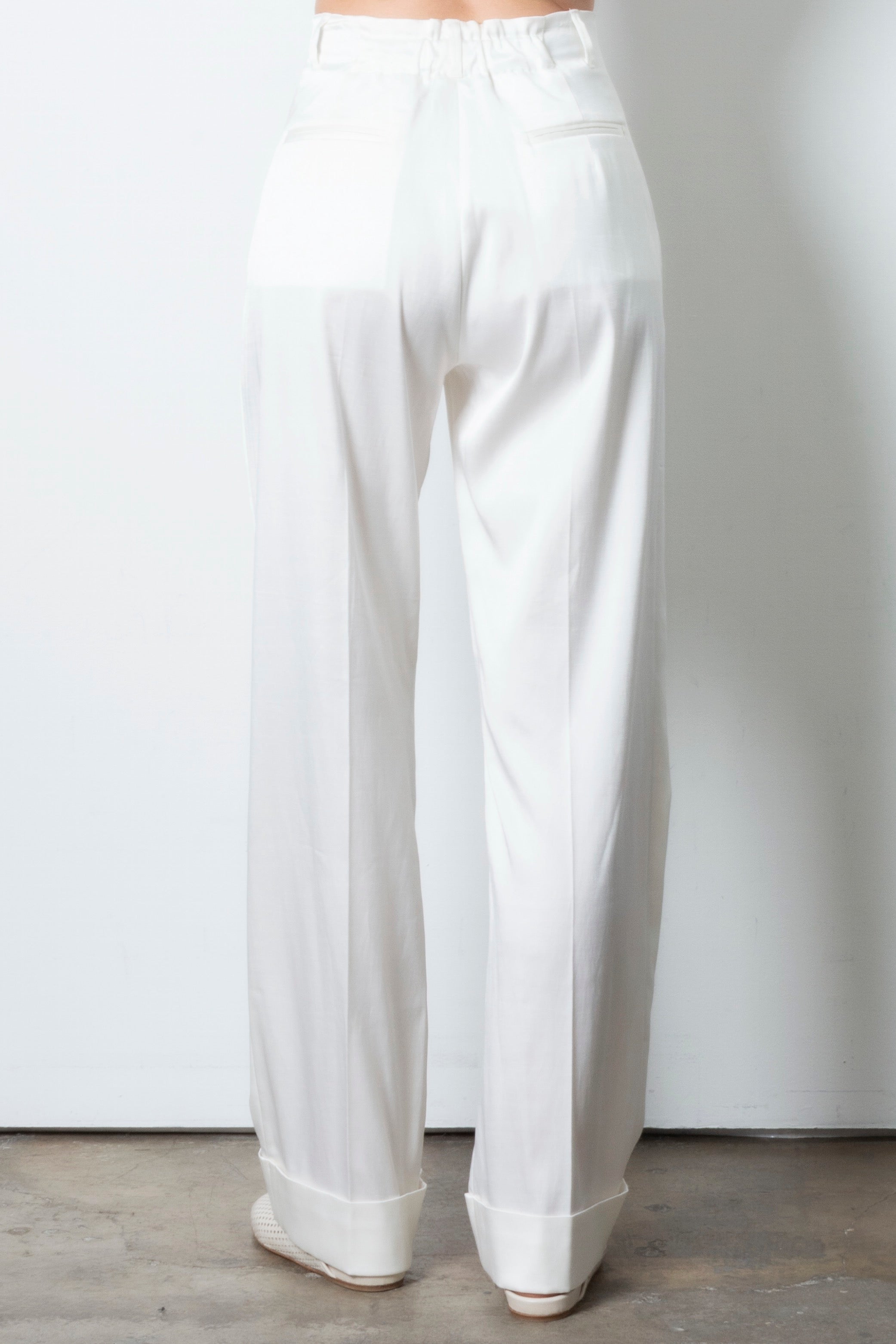Cupro Cuffed Wide Pants - THIERRY