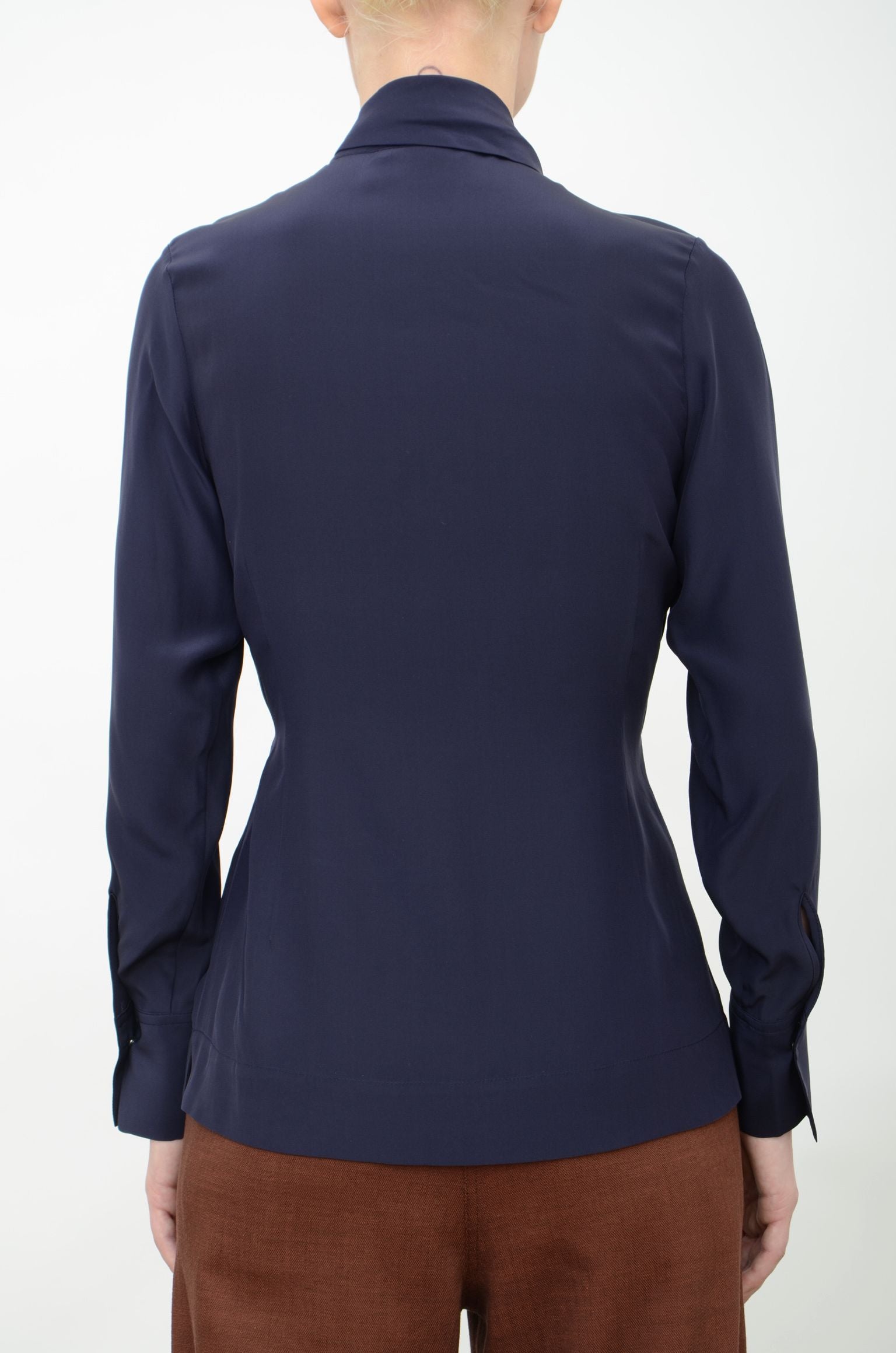 Silk Wrap Shirt with Grosgrain Tape - VISAYA Top GENERAL ORIENT