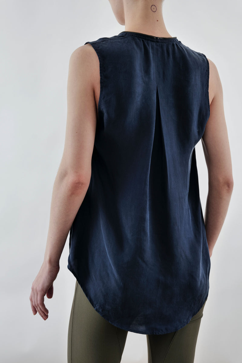 Silky Cupro Shell Top with Zip Trim - UMBERTA SP24 Top STYLEM   