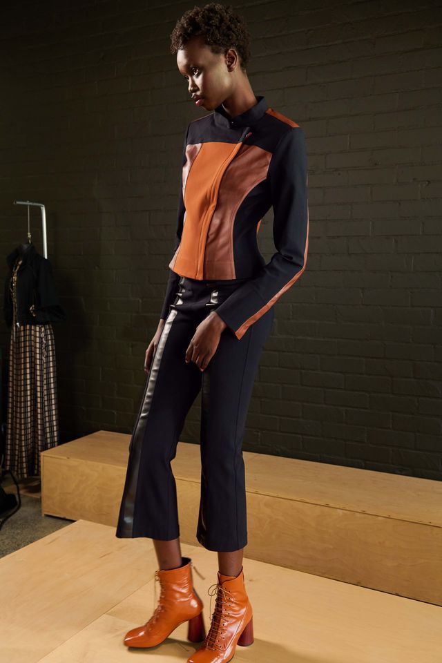 Tech Stretch Cropped Flare Pant with Vegan Leather Stripe - ANITA Pant STYLEM