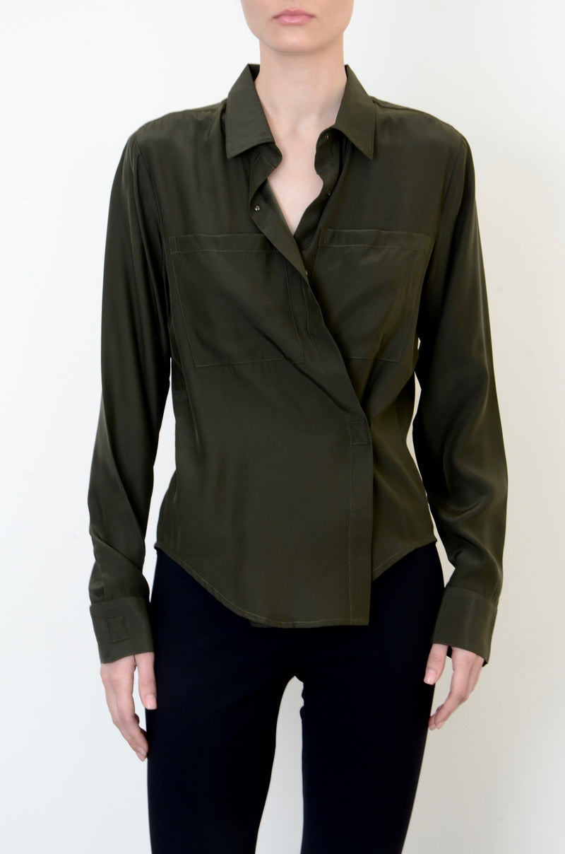 Silk Shirt With Wrap Snap - URSALA FALL Shirt General Orient Vert P 
