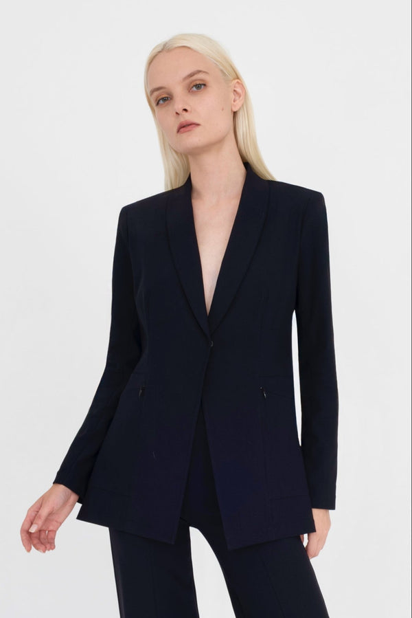 Tech Stretch Shawl Collar Blazer with Utility Pockets - VALBELLA CORE Jacket General Orient