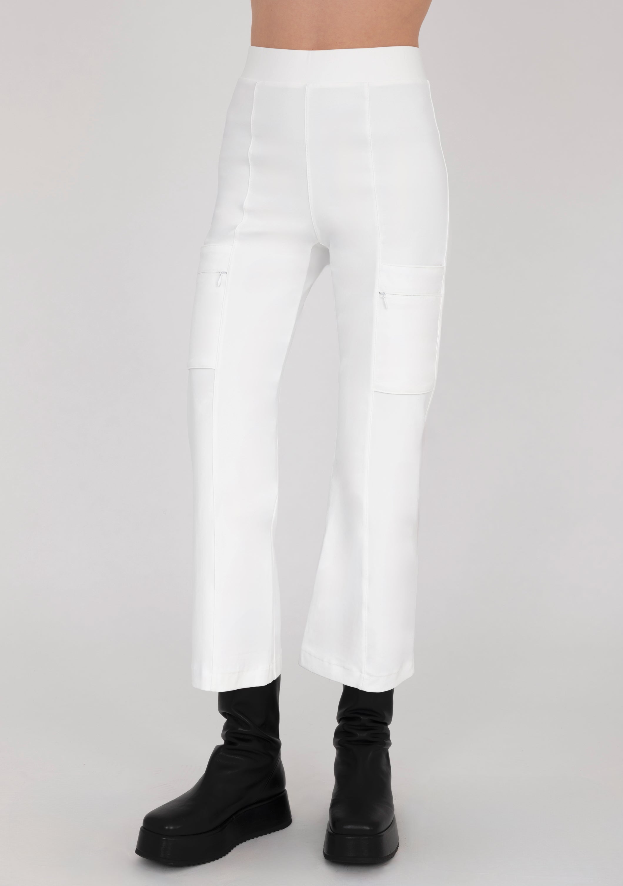 Tech Stretch Cropped Flare Pant with Utility Pockets - VISTA CORE Pant STYLEM White P