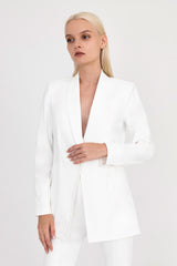 Tech Stretch Shawl Collar Blazer with Utility Pockets - VALBELLA CORE Jacket General Orient White P