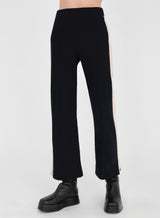 Tech Stretch Cropped Pant with Side Contrast Stripe - BOBBI Pant STYLEM Black/Nude P