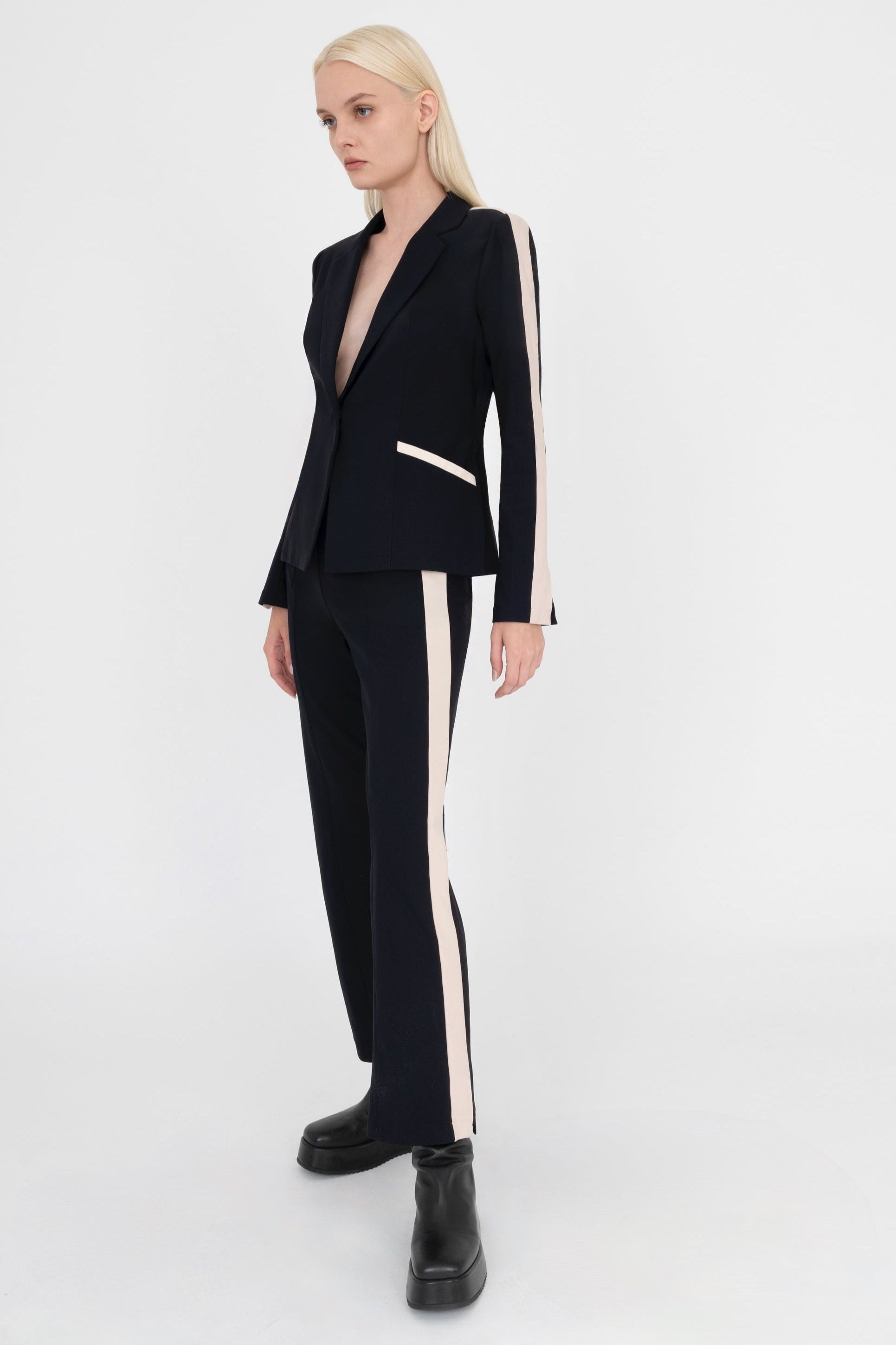 Tech Stretch Short Notched Collar Blazer with Contrast Stripe - BEXLEY Jacket GENERAL ORIENT