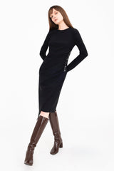 Soft Tech Long T-shirt Ruched Dress with Studs - CHERIN Dress General Orient
