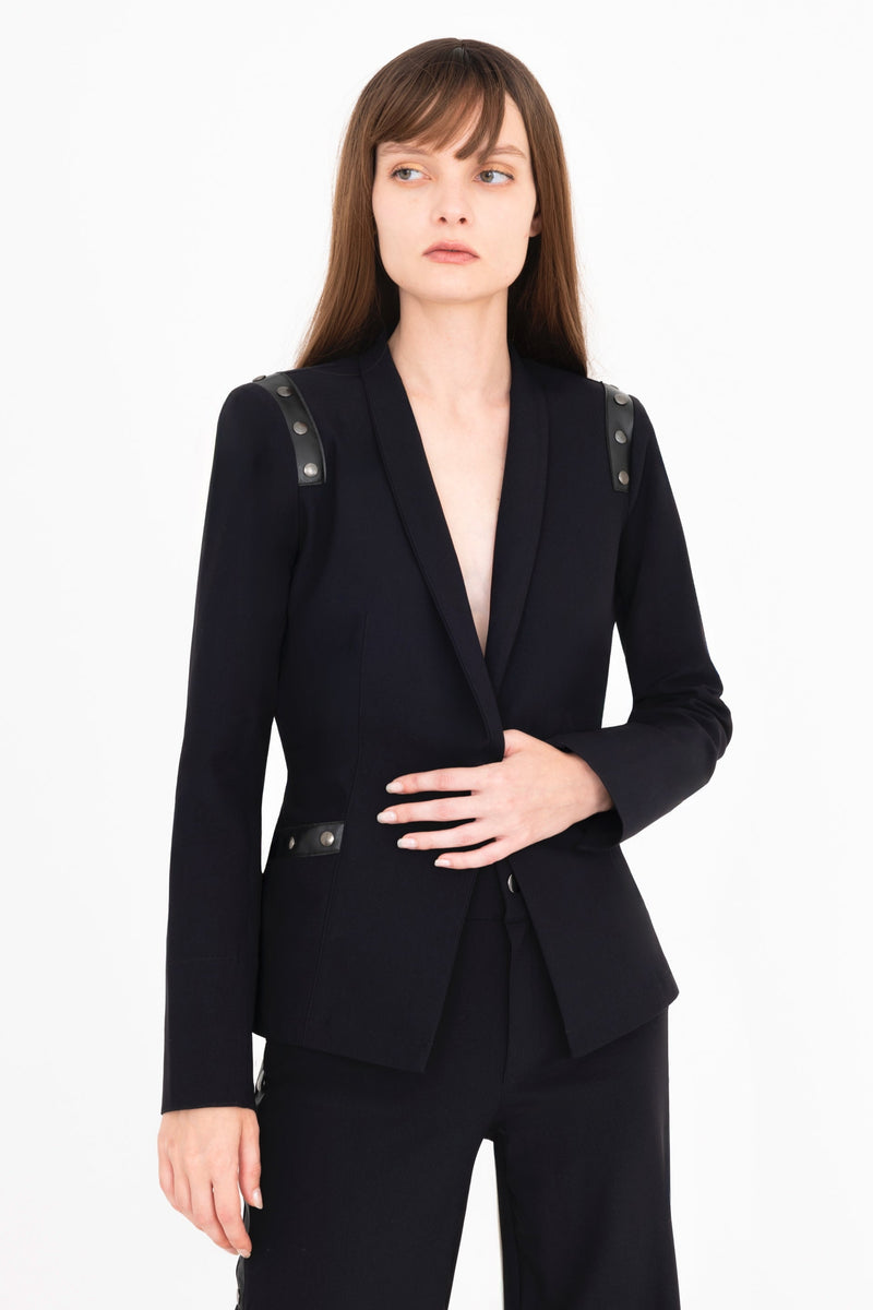 Tech Stretch Short Blazer with Studs - CRUZ Jacket General Orient Black P