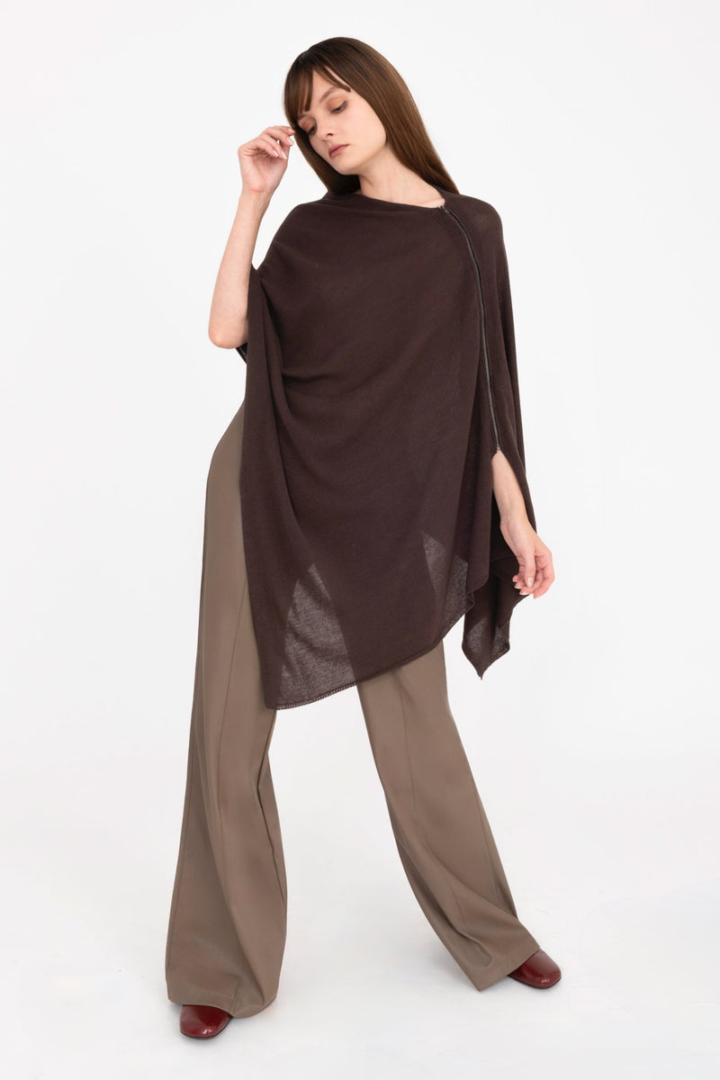 Cotton Sweater Poncho with Zipper - ALASTOR Sweater STYLEM