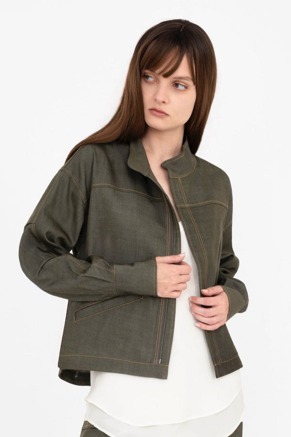 Eco Twill Denim Zip Up Jacket - CLARIKA Jacket General Orient