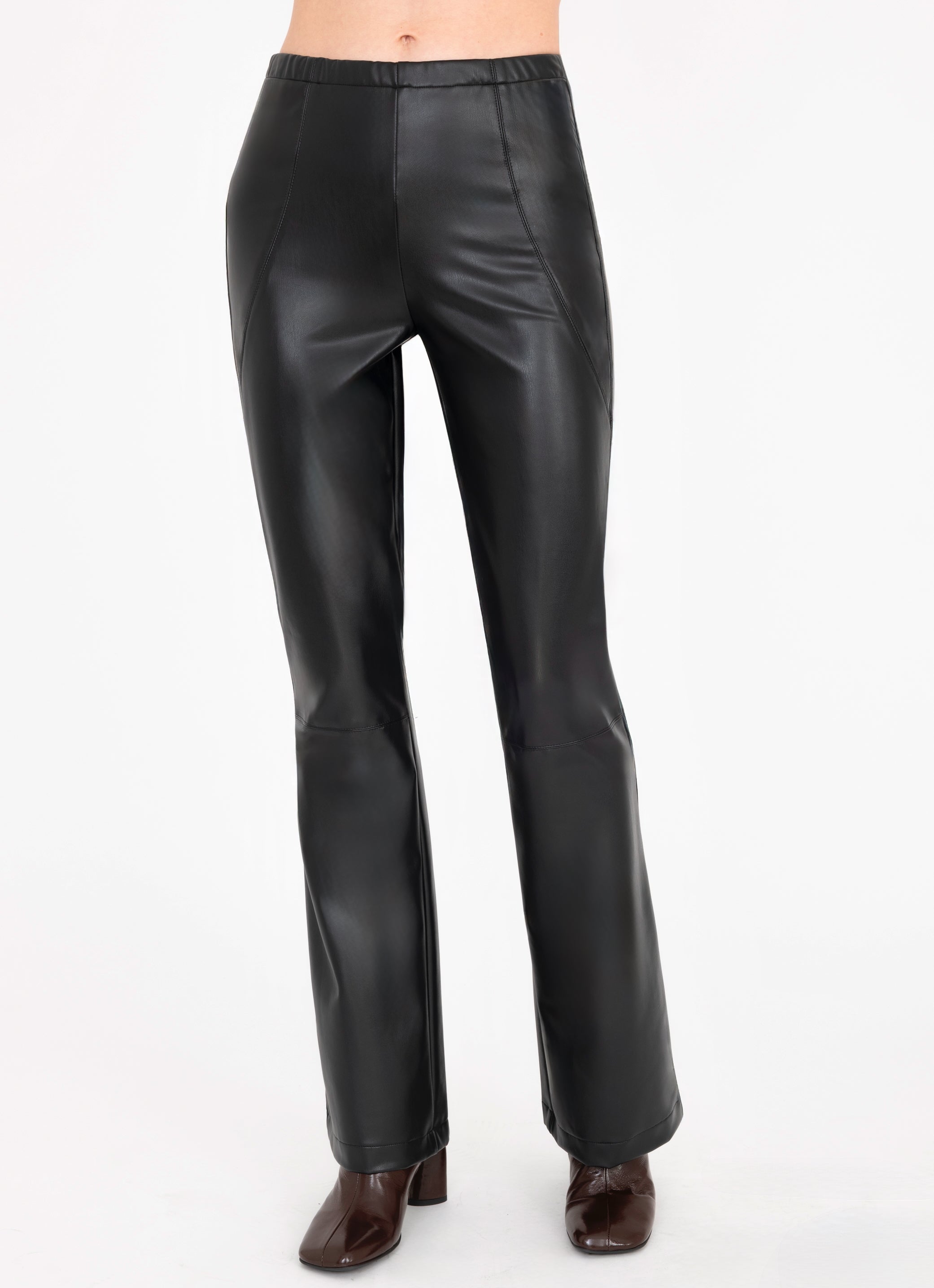 Vegan Leather Pull On Flare Pant - CLAUDINE Pant General Orient Black P