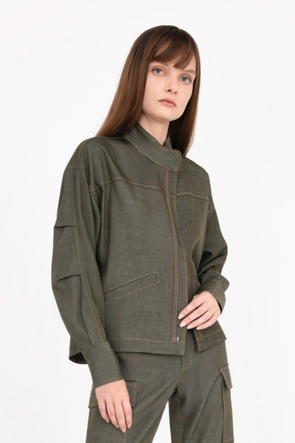 Eco Twill Denim Zip Up Jacket - CLARIKA Jacket General Orient