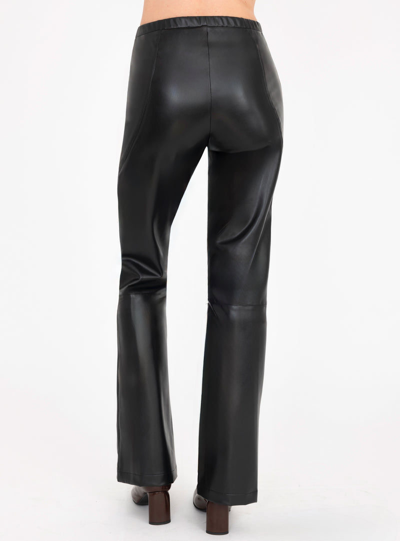 Vegan Leather Pull On Flare Pant - CLAUDINE Pant General Orient