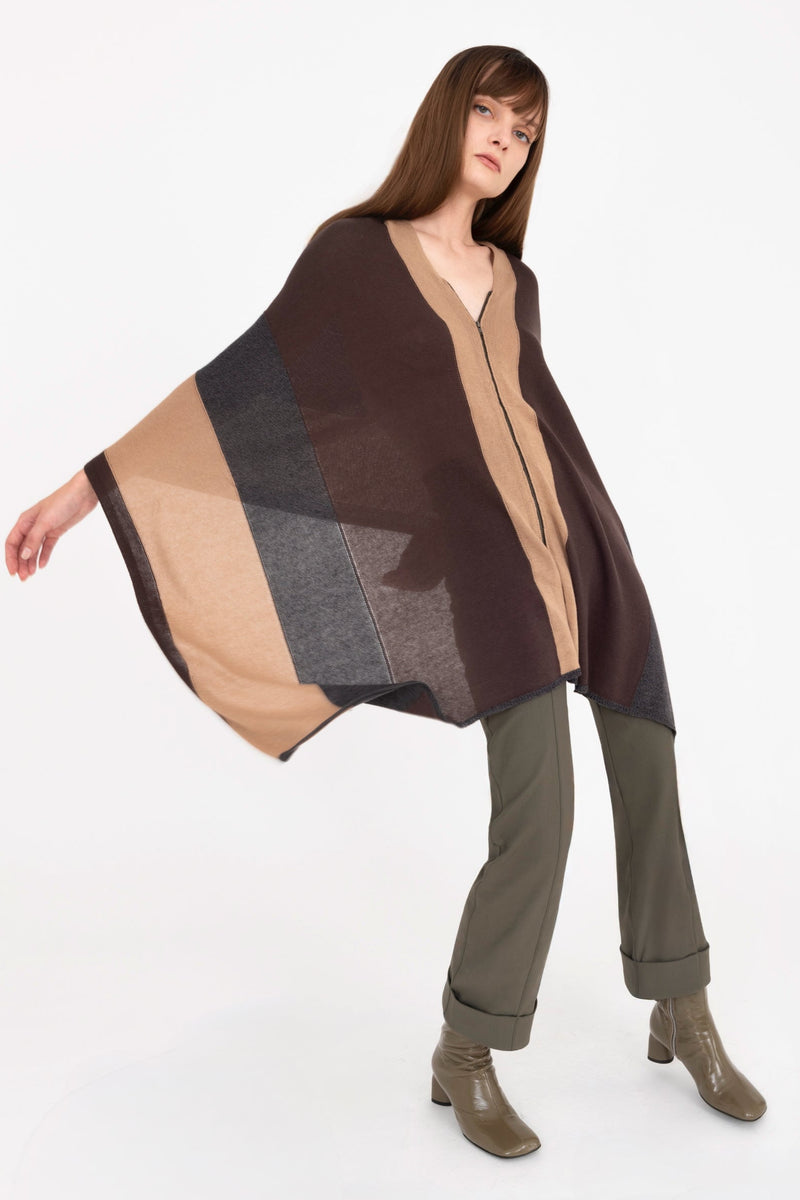 Cotton Sweater Poncho with Zipper - ALASTOR Sweater STYLEM
