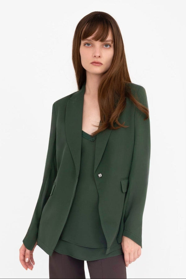 Silk Georgette Blazer with Ruched Back - CERA Jacket General Orient