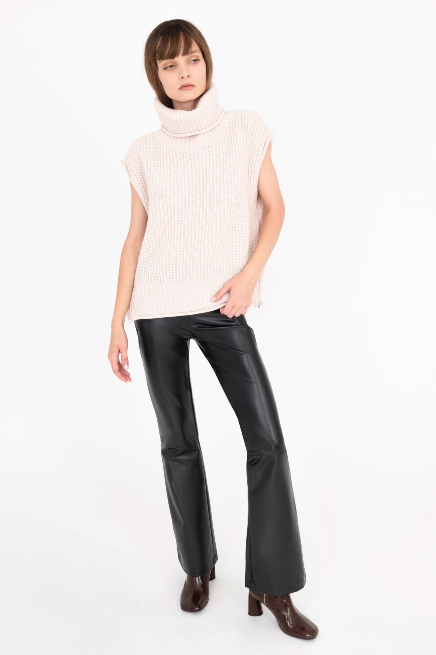 Vegan Leather Pull On Flare Pant - CLAUDINE Pant General Orient