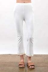 Tech Stretch Step Hem Cropped Flare Legging - OLGA CORE Pant STYLEM White P