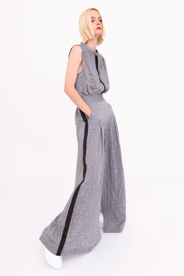 Textured Cotton Wide Leg Pants - BRAXTON Pant GENERAL ORIENT