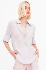 Silk Georgette Short Sleeve Pullover Shirt - BAYLOR Top GENERAL ORIENT