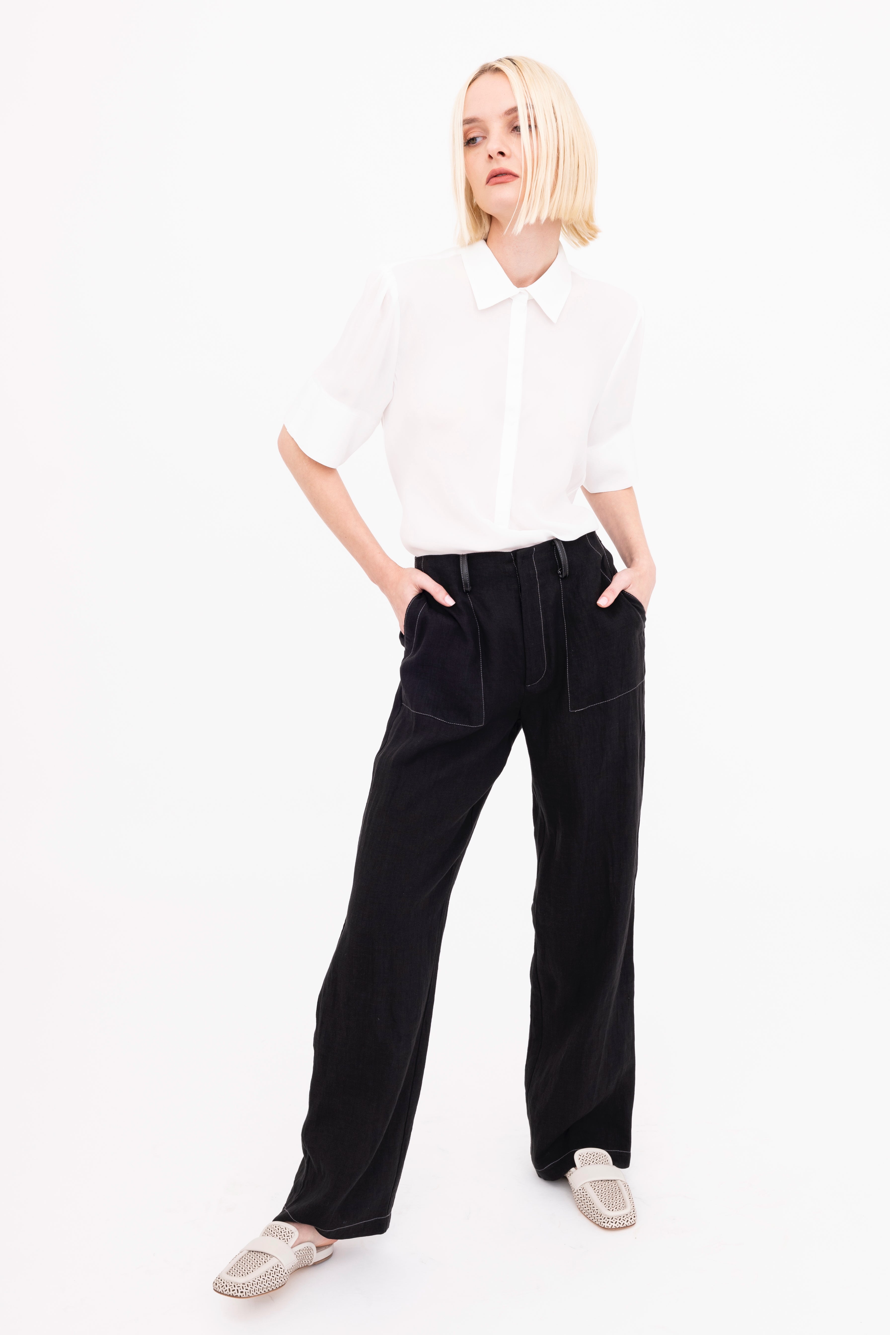 French Linen Relaxed Pants - BARIX Pant GENERAL ORIENT