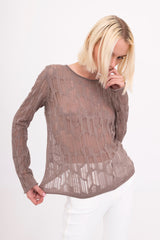 Organic Cotton Hemp Distressed Crew Neck Top - BENI Sweater YUE FENG