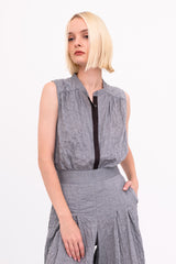 Textured Cotton Button Up Shell Top - BEGONIA Top GENERAL ORIENT