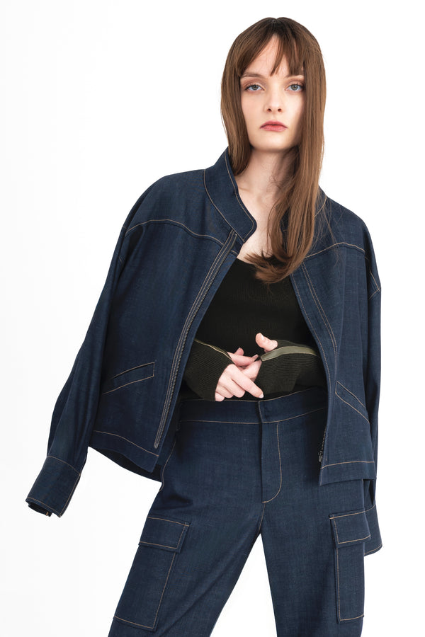 Eco Twill Denim Zip Up Jacket - CLARIKA Jacket General Orient