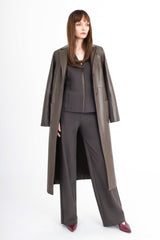 Tech Stretch Slouchy Pant with Vegan Leather Stripe - CLOVIS Pant STYLEM