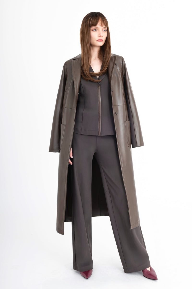 Tech Stretch Slouchy Pant with Vegan Leather Stripe - CLOVIS Pant STYLEM