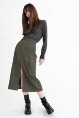 Eco Twill Denim Zip Up Cargo Skirt - CHEYENNE Skirt General Orient