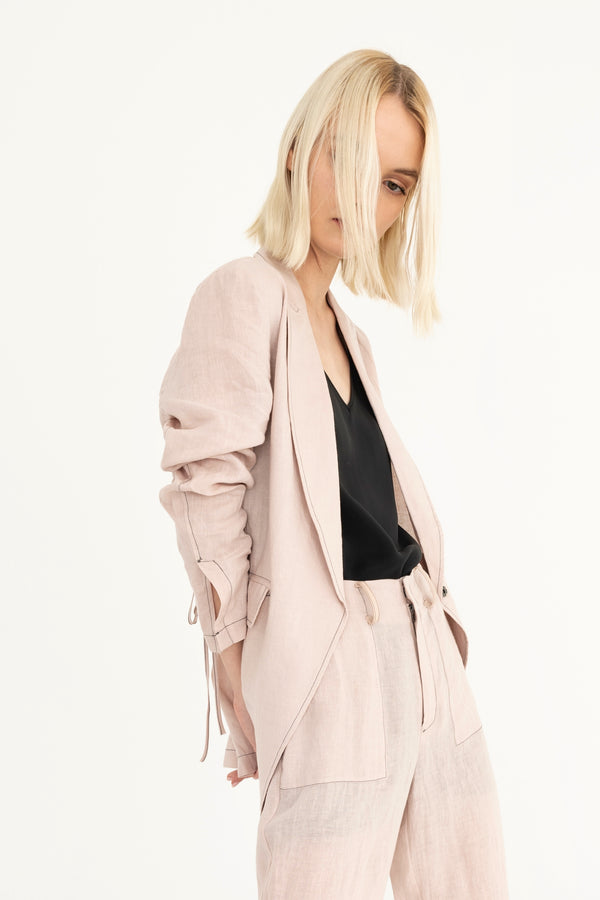 French Linen Blazer with Back Ruche - BEAU Jacket GENERAL ORIENT