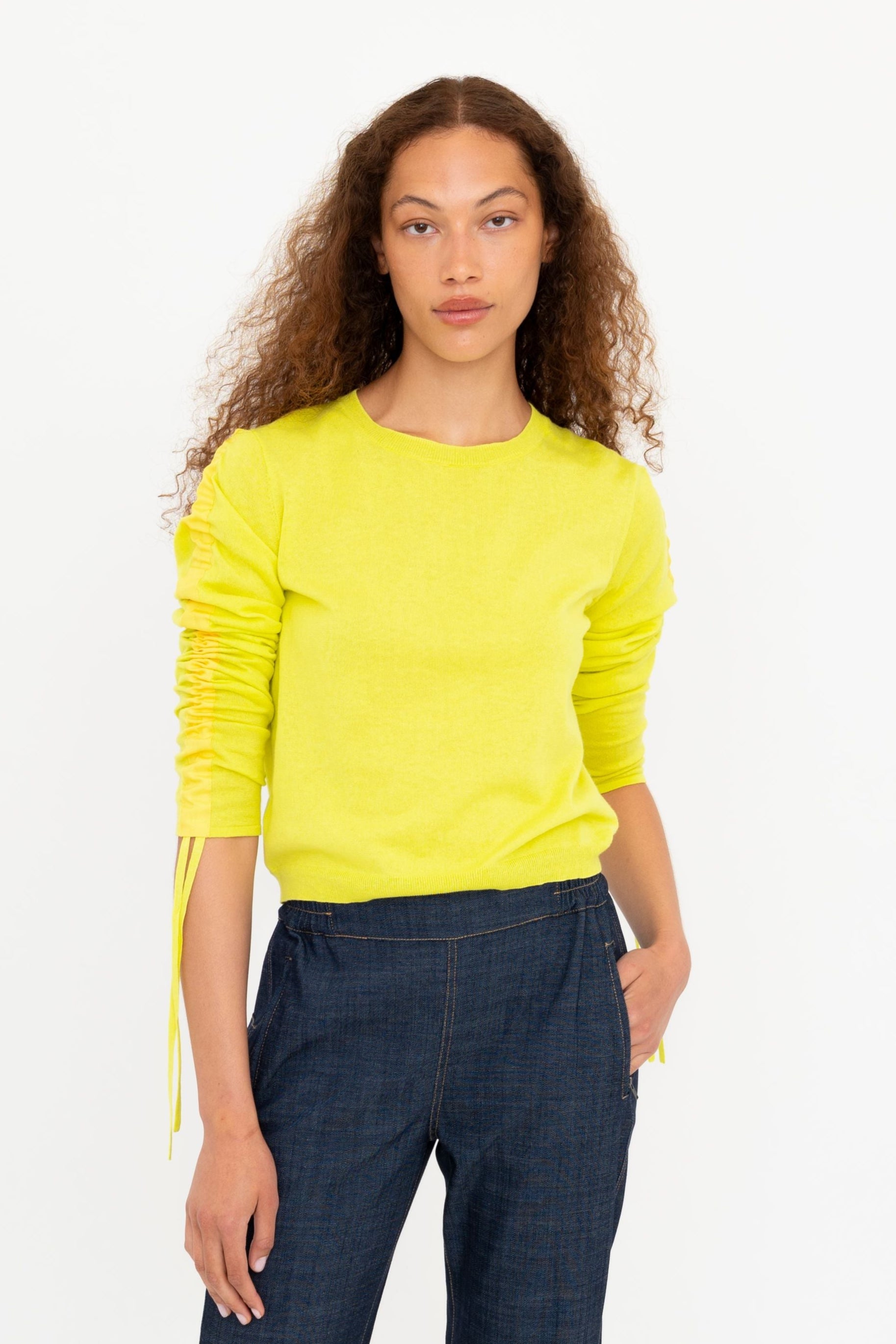 Organic Cotton Blend Crew Neck Knit Top - BRIAR Sweater YUE FENG