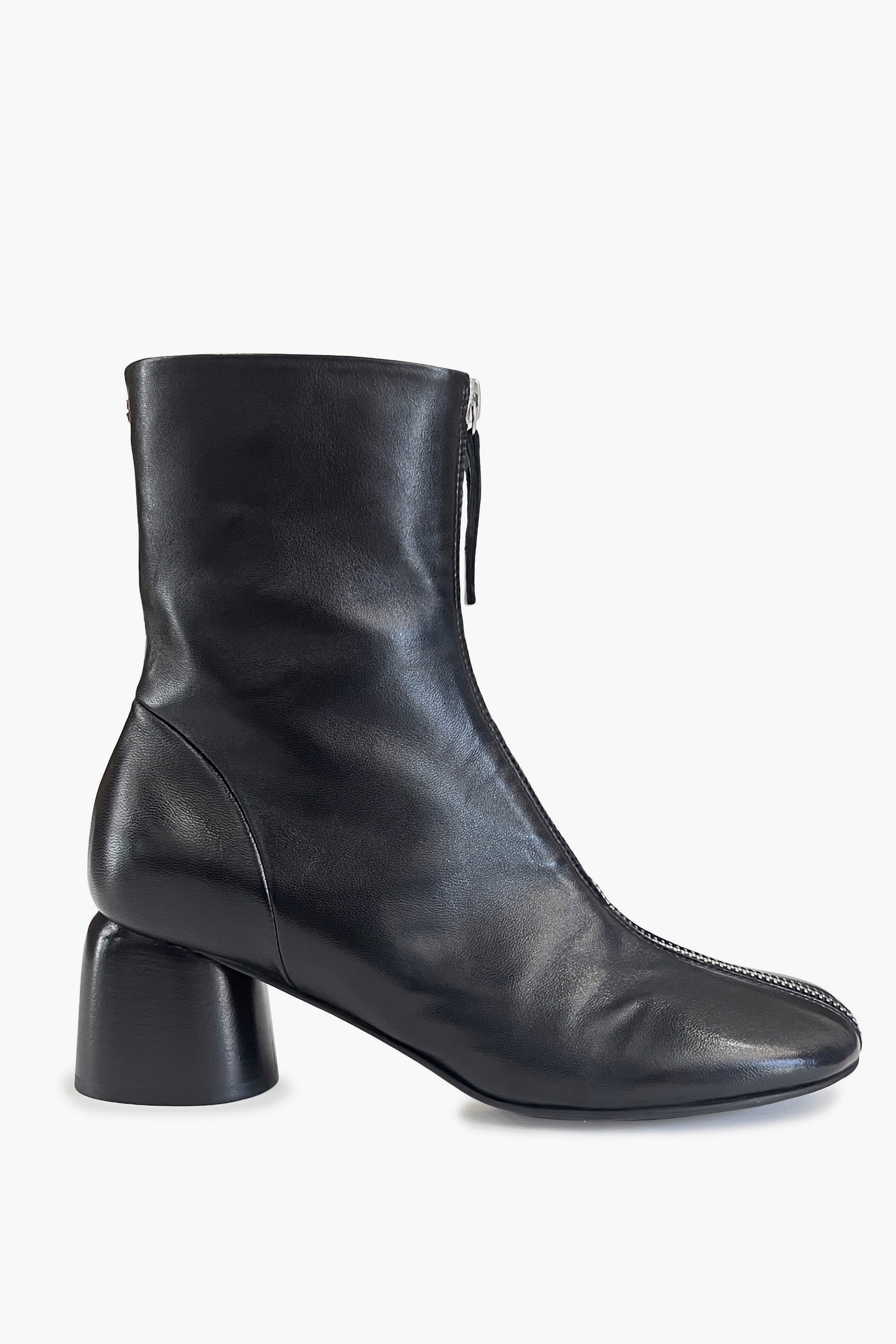 Black Front Zip Ankle Boots