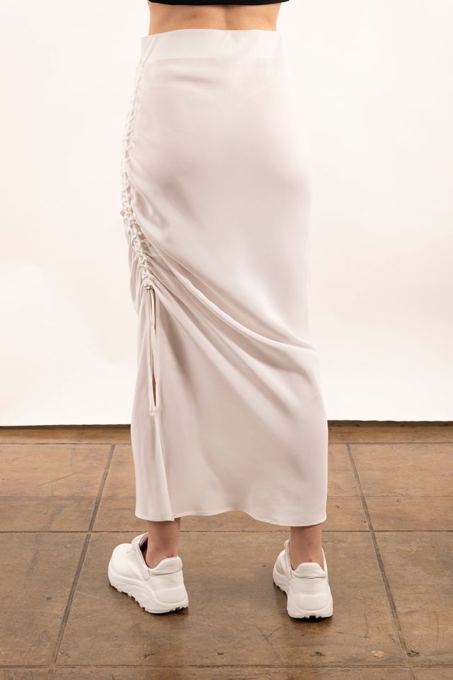 Silk Bias Skirt with Side Drawstrings - YASMINE Skirt GENERAL ORIENT   