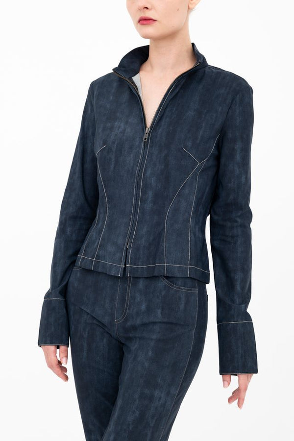ジャケット・アウター DENIM CORSET COMBINE JACKET Reworked Denim Jacket with Vintage Sports Sleeves