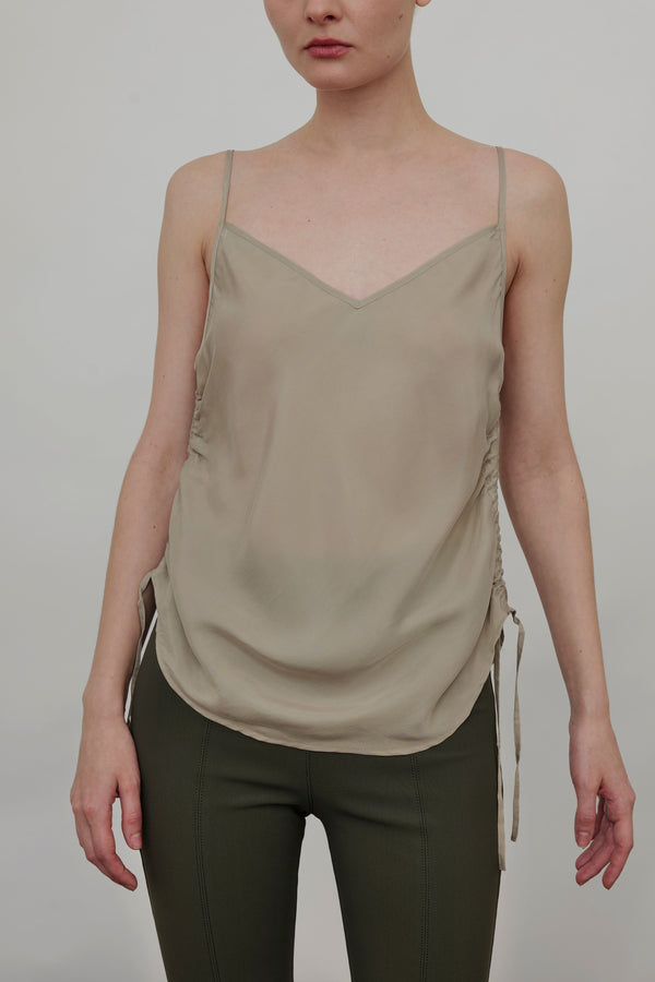 Silky Cupro Bias Camisole with Drawstrings - WYANETTA SP24 Top STYLEM Desert P 