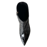 Croco Embossed Leather Pointy Toe Kitten Heel Ankle Boots - FOSCA16C